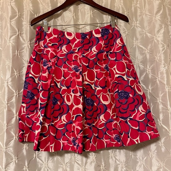 Lilly Pulitzer Silk Festiva Print Pleated Skirt Pink Floral Vintage Vtg - Picture 2 of 10